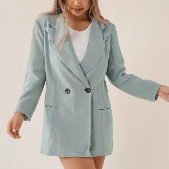 SAGE GREEN  BLAZER JACKET - Picture 2 of 4